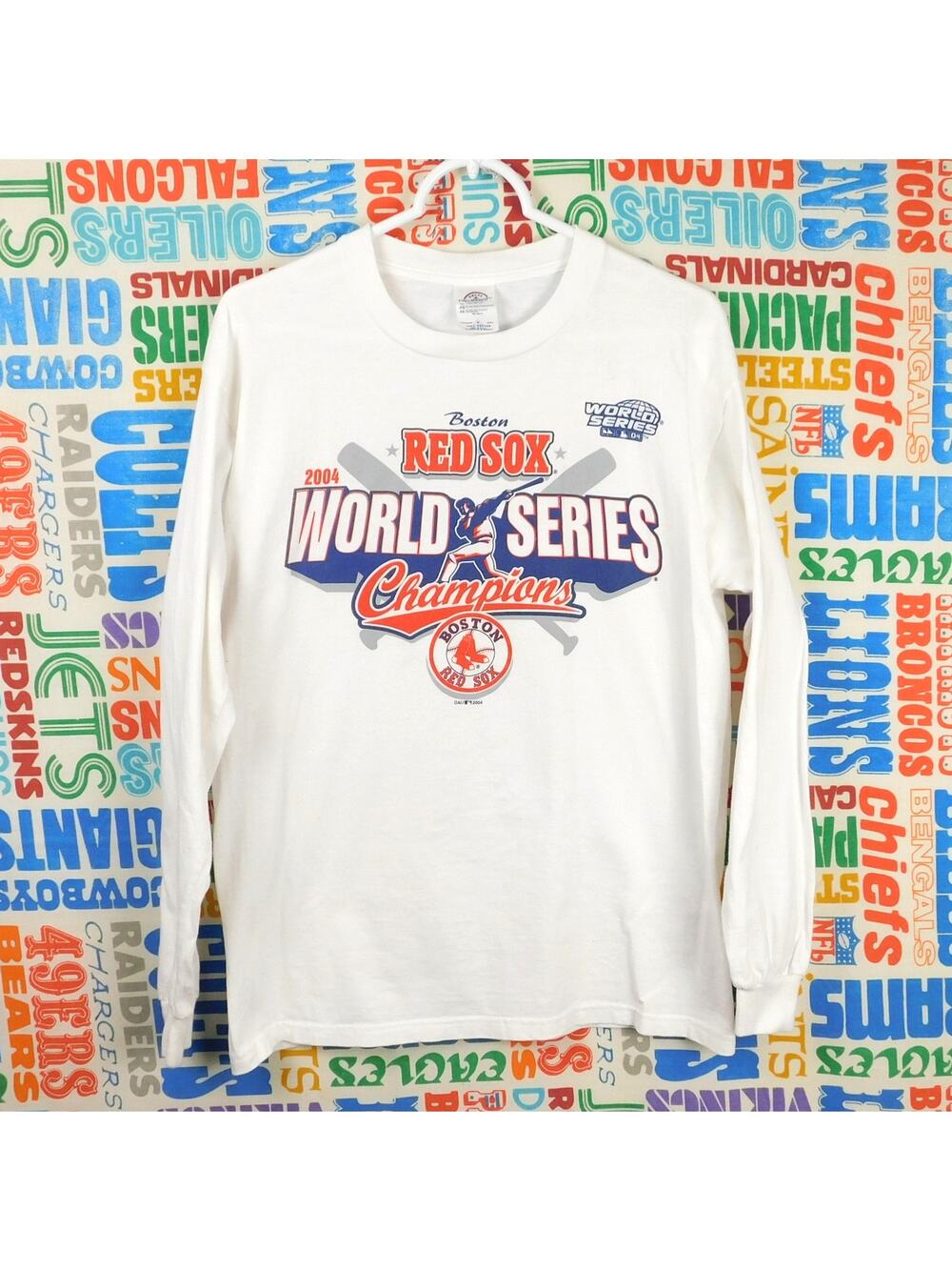 Vintage Boston Red Sox 2004 World Series Champs Long Sleeve Shirt Size M White